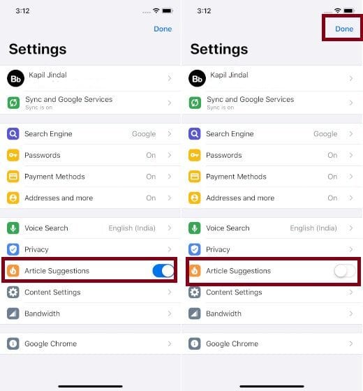 Cách ẩn bài báo đề xuất trên Google Chrome với các thiết bị Android, iOS