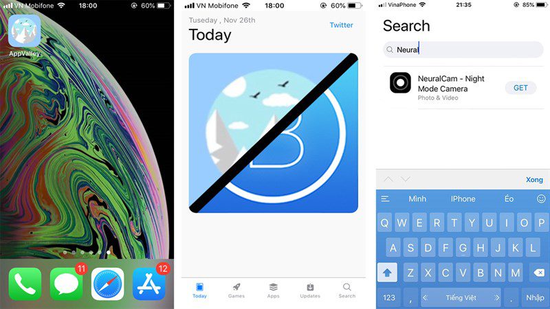 Bước 3: Mở App Valley lên, sau đó bạn search Neural Cam trong ứng dụng. Chọn Get.