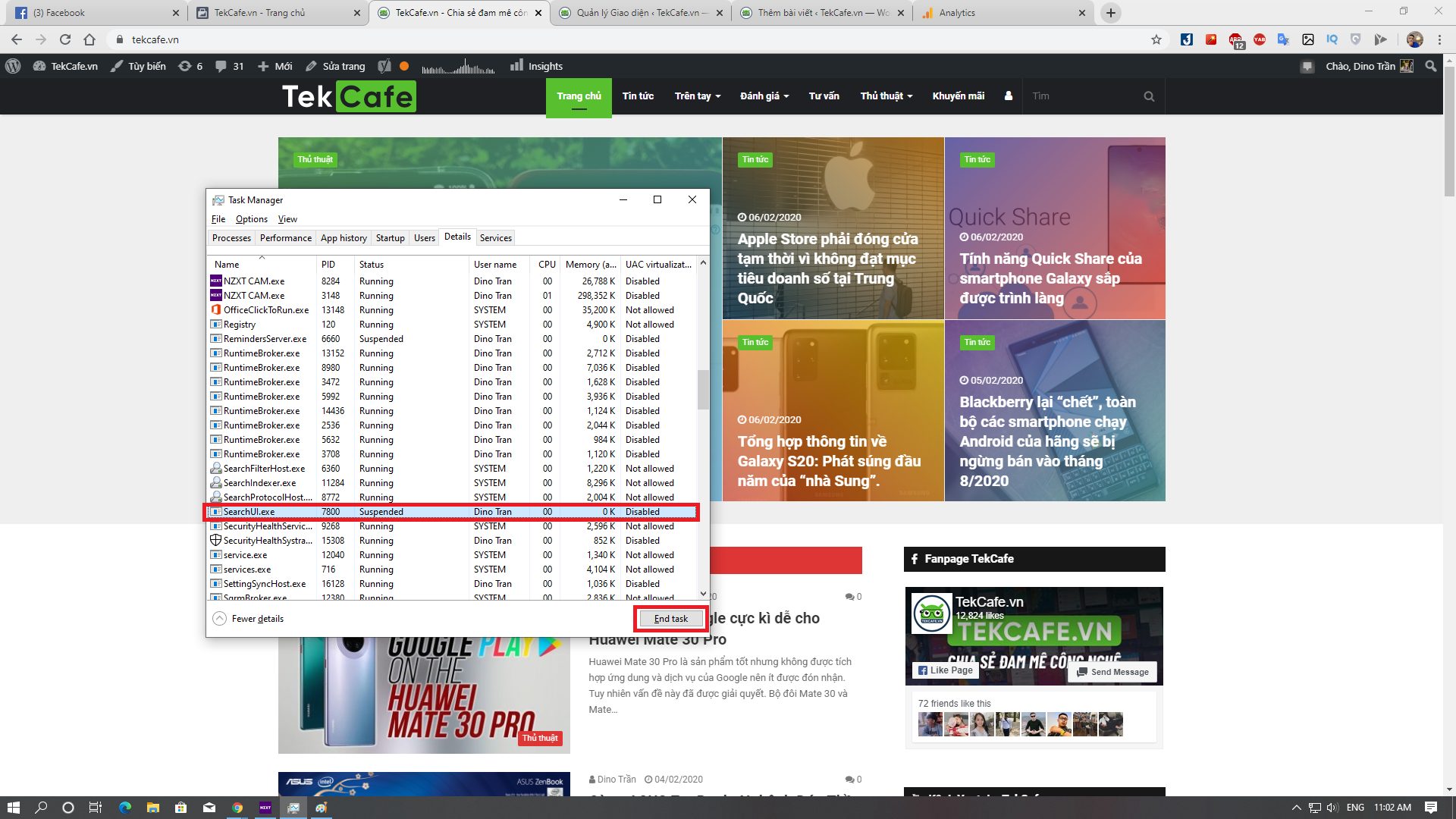 fix lỗi search trên windows 10 1909