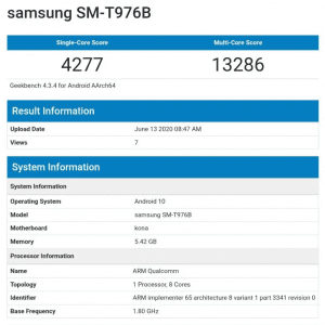 geekbench galaxy tab s7+
