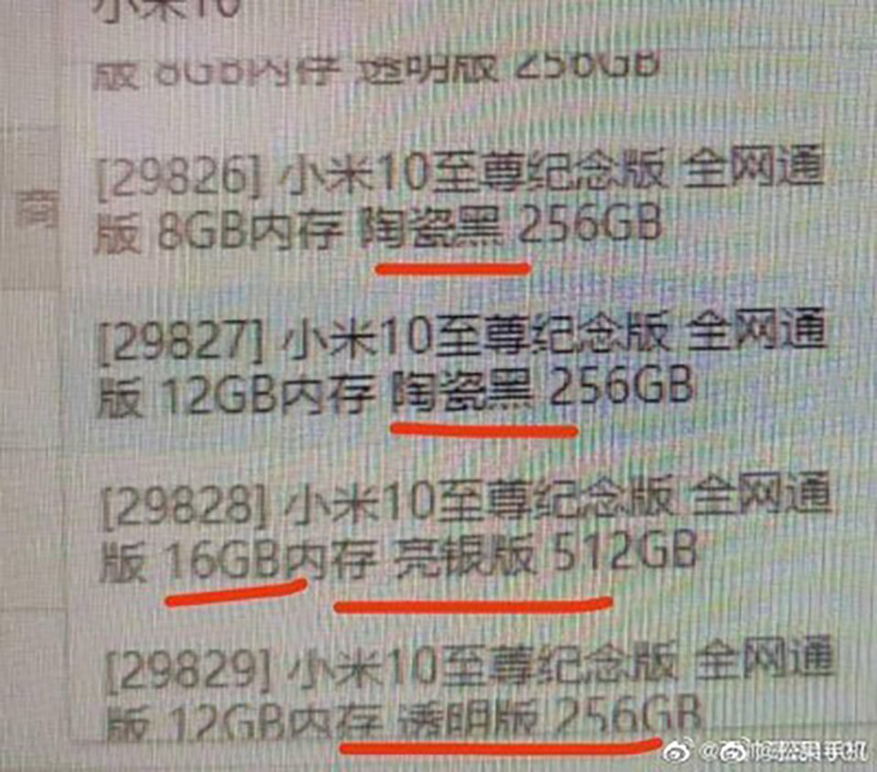 các phiên bản mi 10 ultra