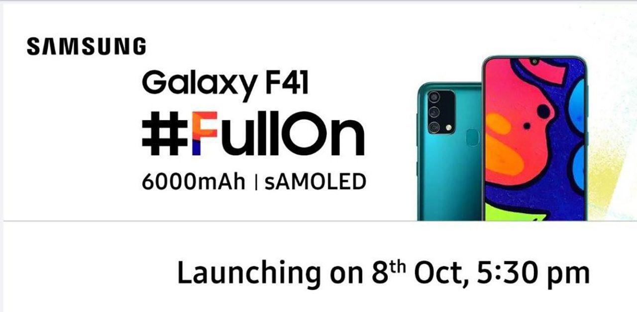 Samsung Galaxy F41: Màn hình S-AMOLED, pin 6000mAh sẽ ra mắt vào ngày 8/10