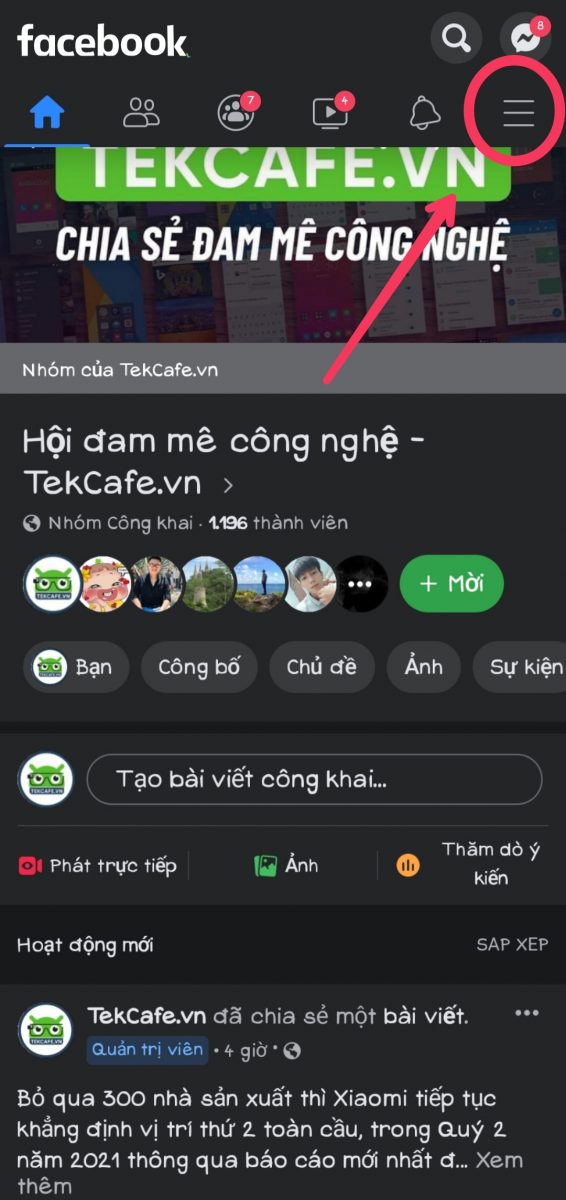 Bước 1 tắt nút kết bạn và nút theo dõi trên Facebook bằng điện thoại