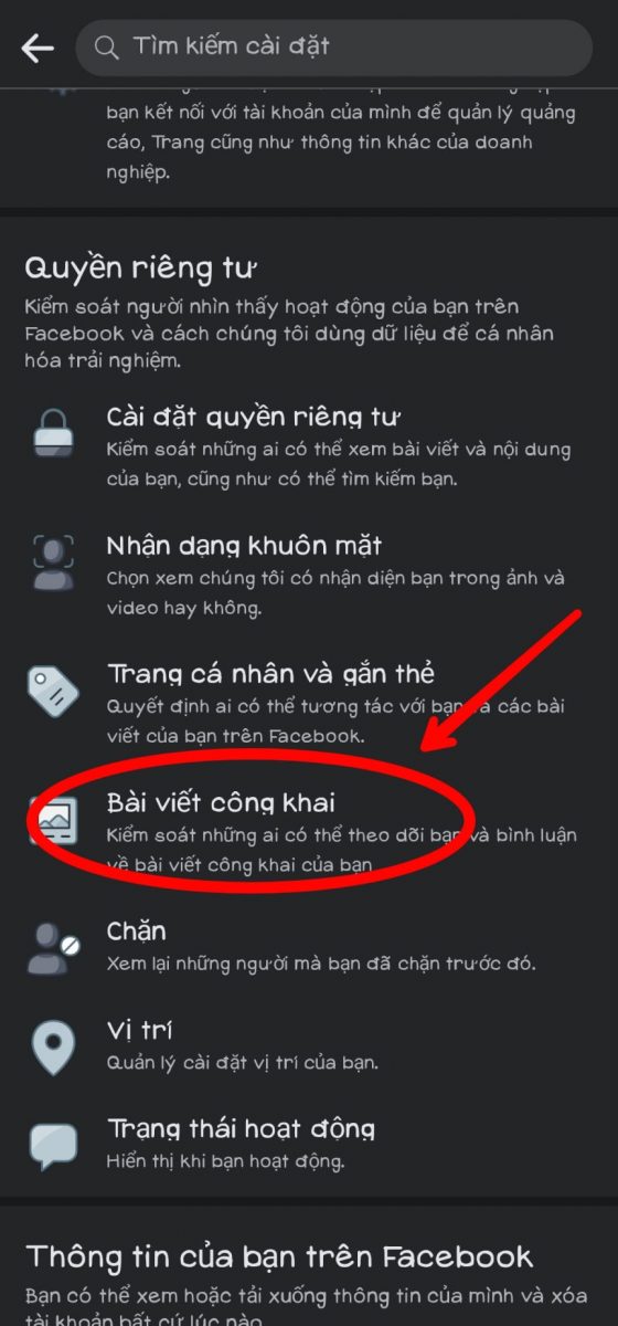 Bước 2 của tắt nút theo dõi trên Facebook bằng điện thoại 