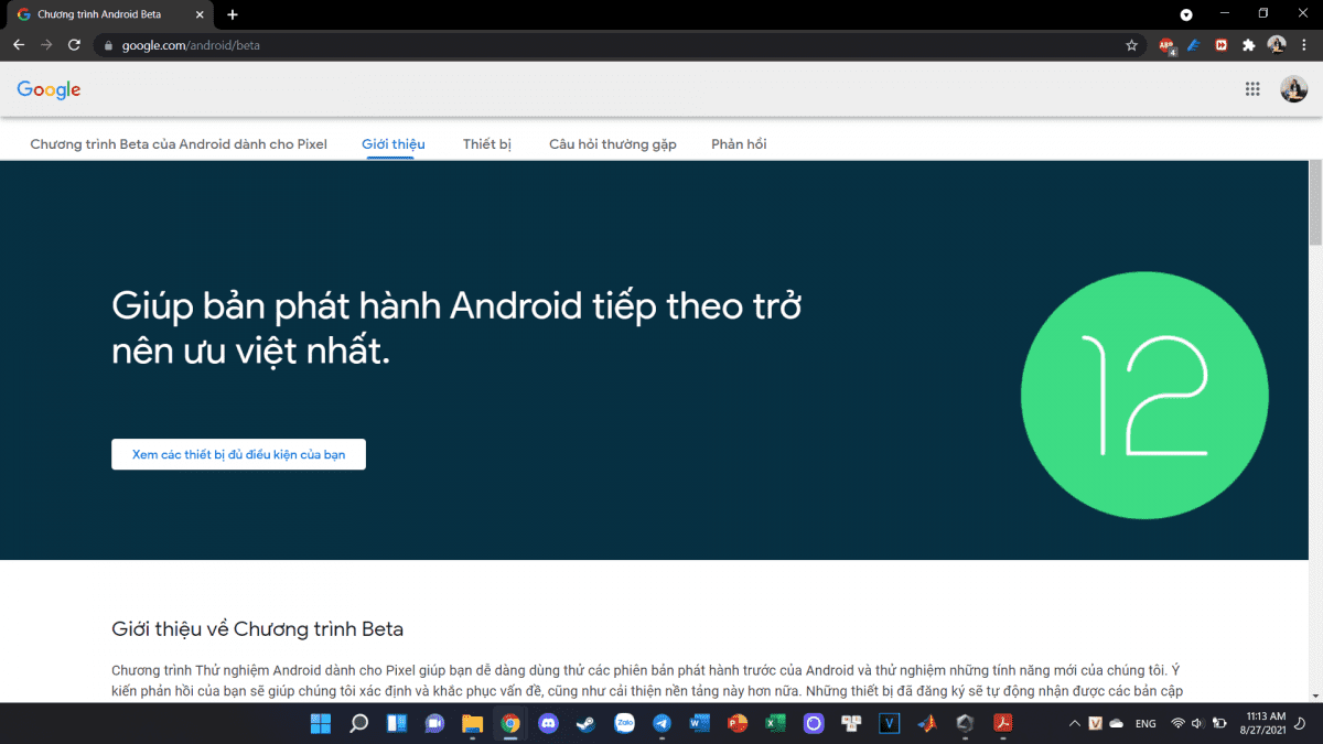 chương trình thử nghiệm Beta của Android
