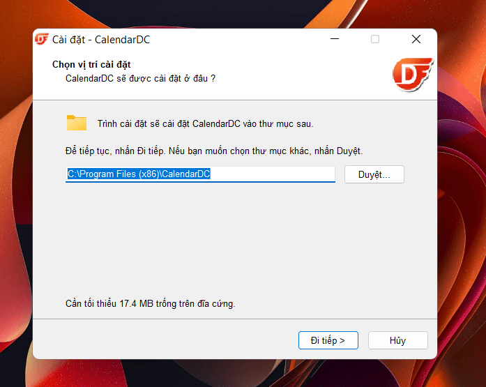 Cài đặt lịch âm CalendarDC