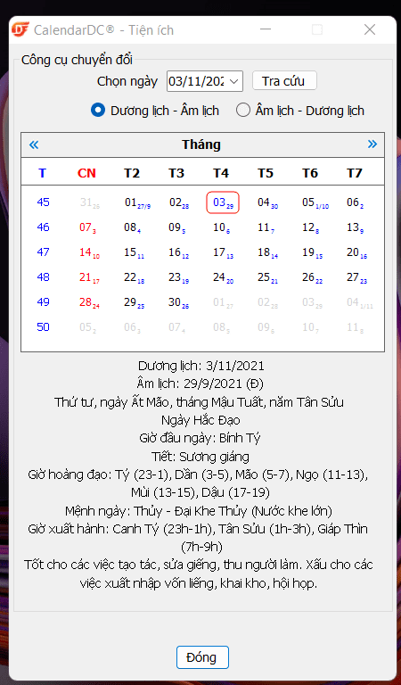tra cứu ngày âm-dương