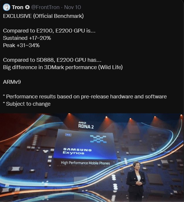 Leak hiệu năng Samsung Exynos 2200