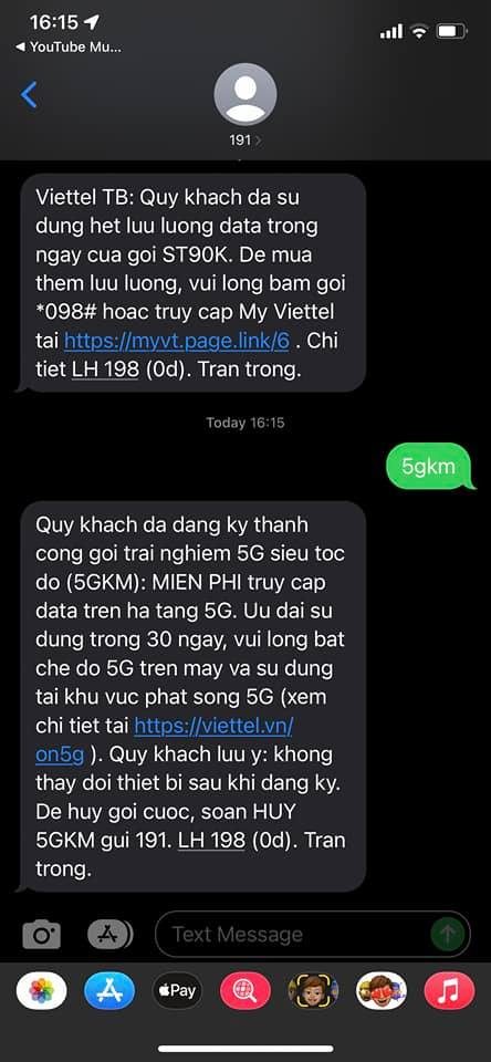 miễn phí dung lượng 5G với 5GKM từ Viettel