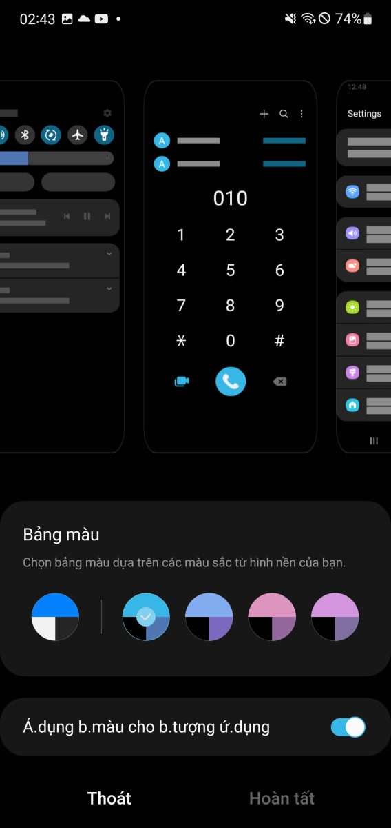 bảng màu Samsung
