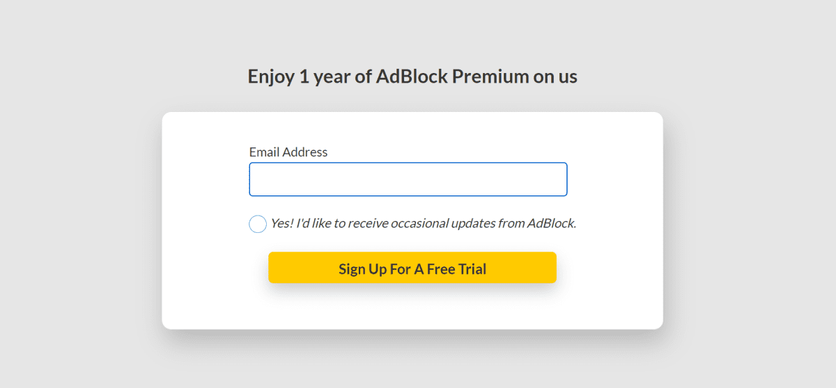 Sign up Adblock