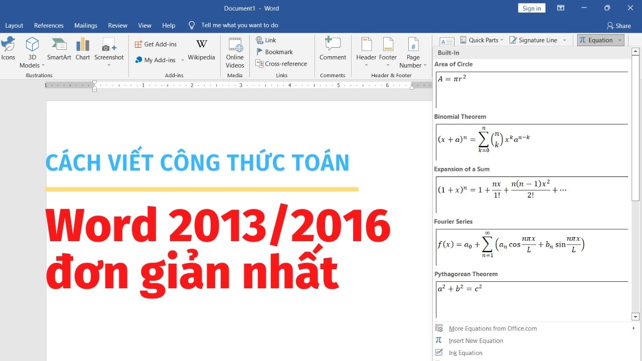 công thức toán office word 2013