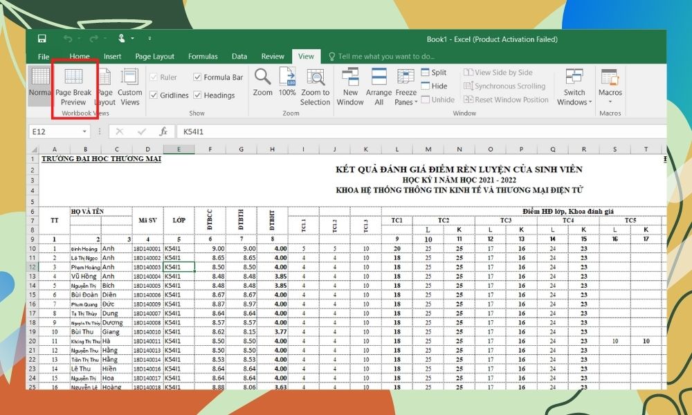 In Excel vừa trang A4 bằng Page Break Preview