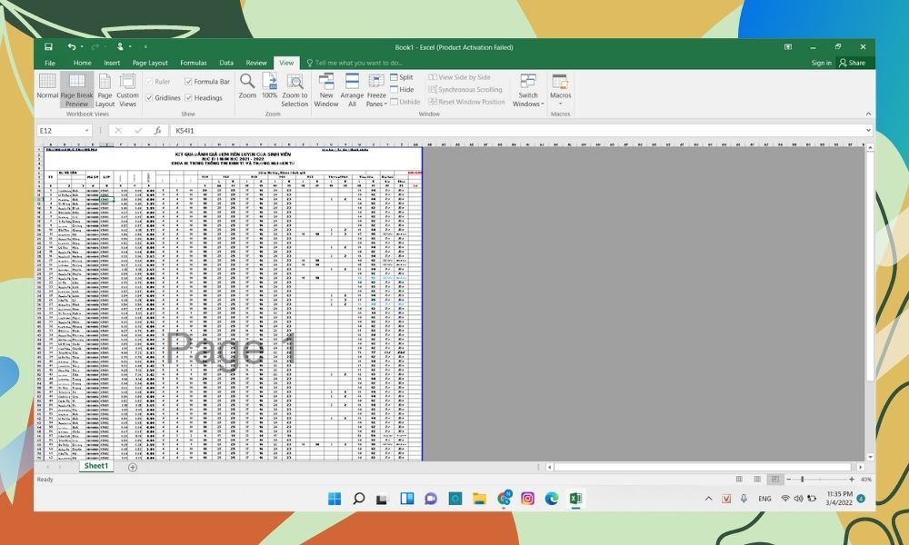 In Excel vừa trang A4 bằng Page Break Preview