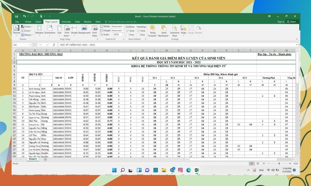 In trang A4 trong Excel bằng tính năng Breaks