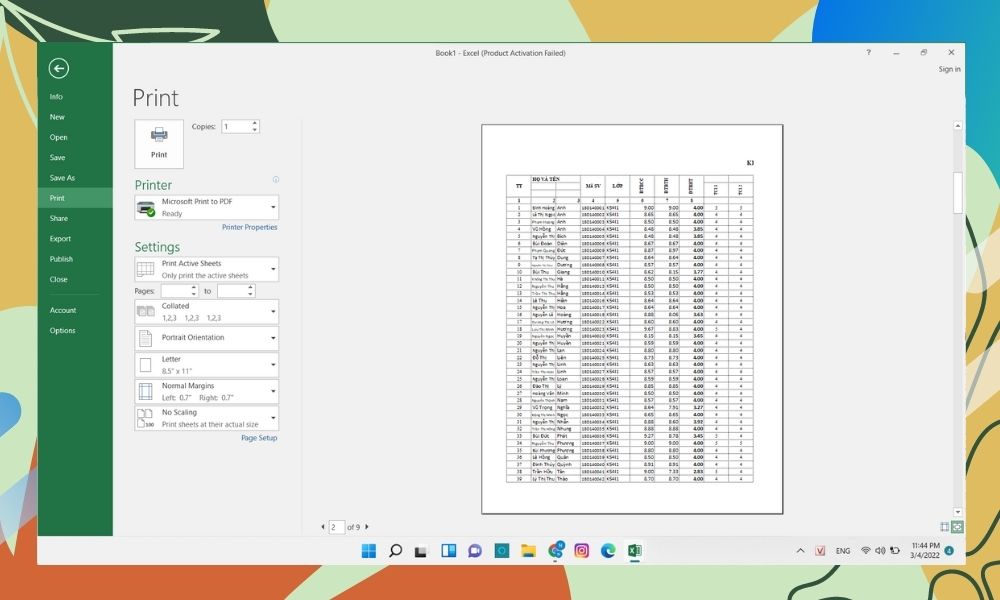 In trang A4 trong Excel bằng tính năng Breaks