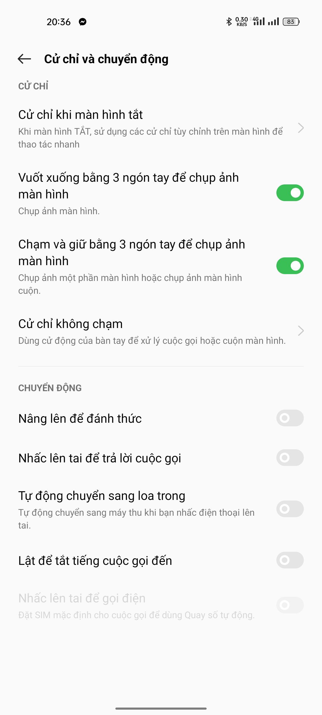 cử chỉ thông minh OPPO