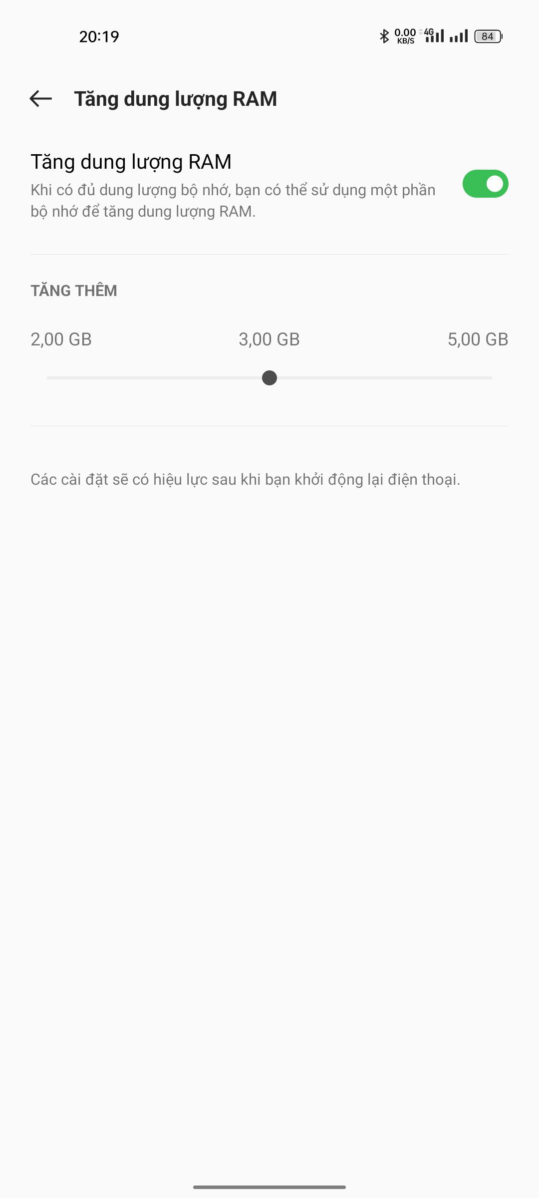 mở rộng RAM OPPO