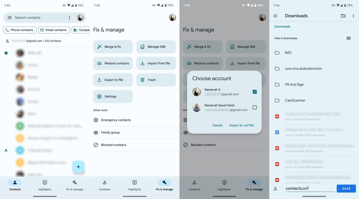 chuyển danh bạ android