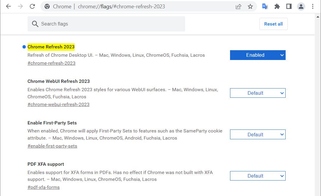 giao diện Chrome 2023