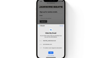 Dùng Hide My Email khi đăng ký website trên iPhone. Ảnh: MacRumors
