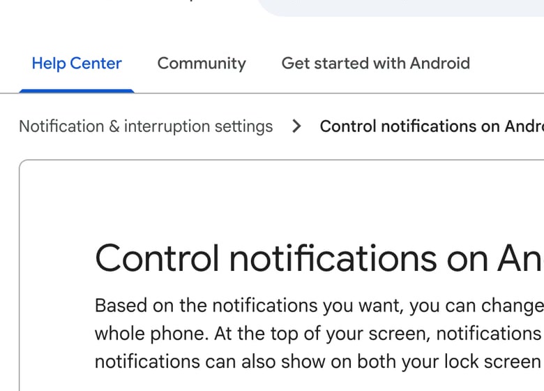 Ảnh: Android Help giải thích Notification history có thể lưu thông báo đã dismiss, thông báo snooze và lịch sử trong ngày.