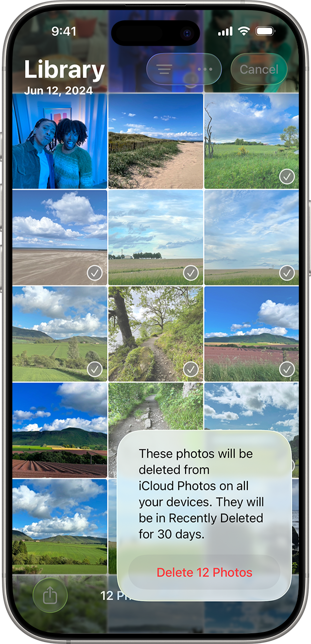 Apple Support hướng dẫn xoá nhiều ảnh trong Photos và nhắc người dùng kiểm tra Recently Deleted để phục hồi hoặc xoá hẳn khi cần. Ảnh: Apple Support