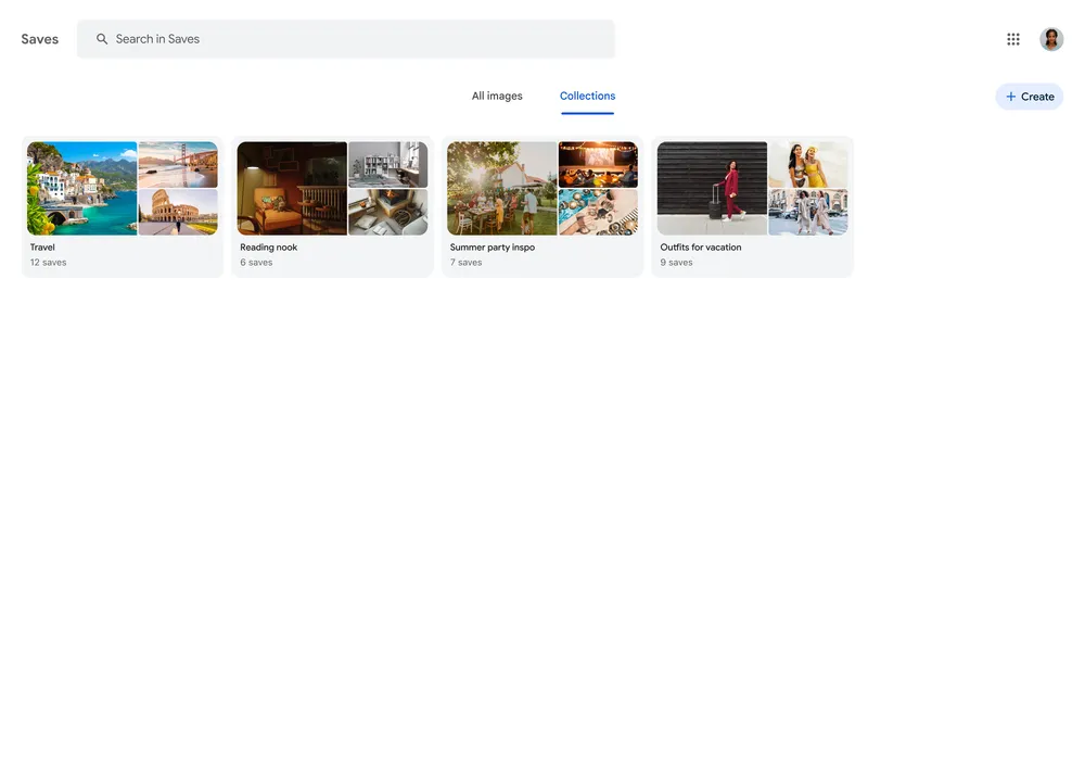 Google nhấn mạnh việc lưu ý tưởng và nhóm ảnh theo Collections trong giao diện Google Images mới. Ảnh: Google Blog