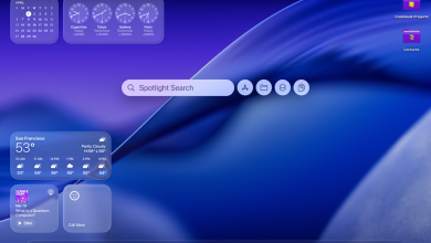 Kết quả tìm kiếm Spotlight hiển thị giữa màn hình trên macOS. Ảnh: Apple Support