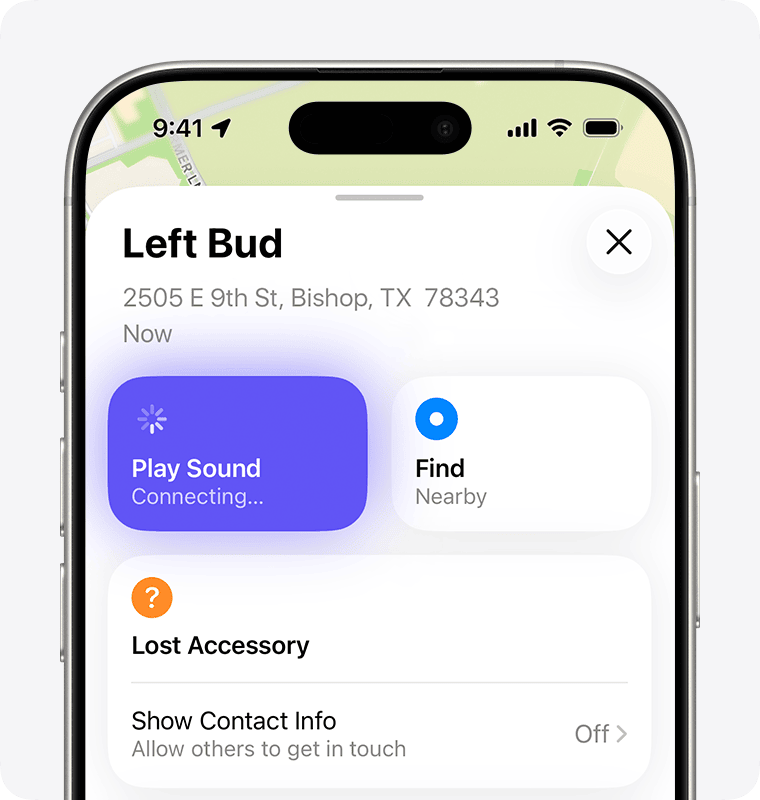 Nếu thiết bị còn ở gần, Play Sound thường là cách nhanh nhất để lần ra iPhone hoặc AirPods bị để quên. Ảnh: Apple Support