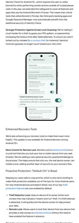 Ảnh từ Google Security Blog: Google giới thiệu các lớp Theft Protection mới trên Android để bảo vệ dữ liệu khi bị mất hoặc bị giật máy.