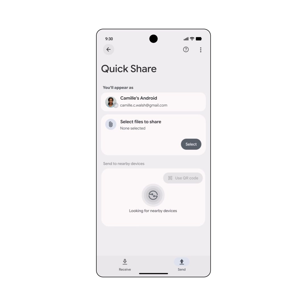 Google cho biết Quick Share nay hỗ trợ gửi file qua lại với iPhone trên nhiều thiết bị Android hơn. Ảnh: Google