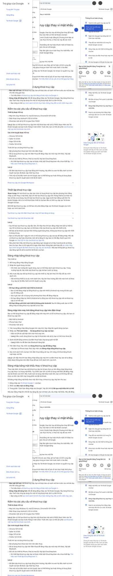 Ảnh chụp từ Google Account Help: trang hướng dẫn đăng nhập bằng passkey trong Tài khoản Google trên thiết bị cá nhân. Ảnh: Google Help