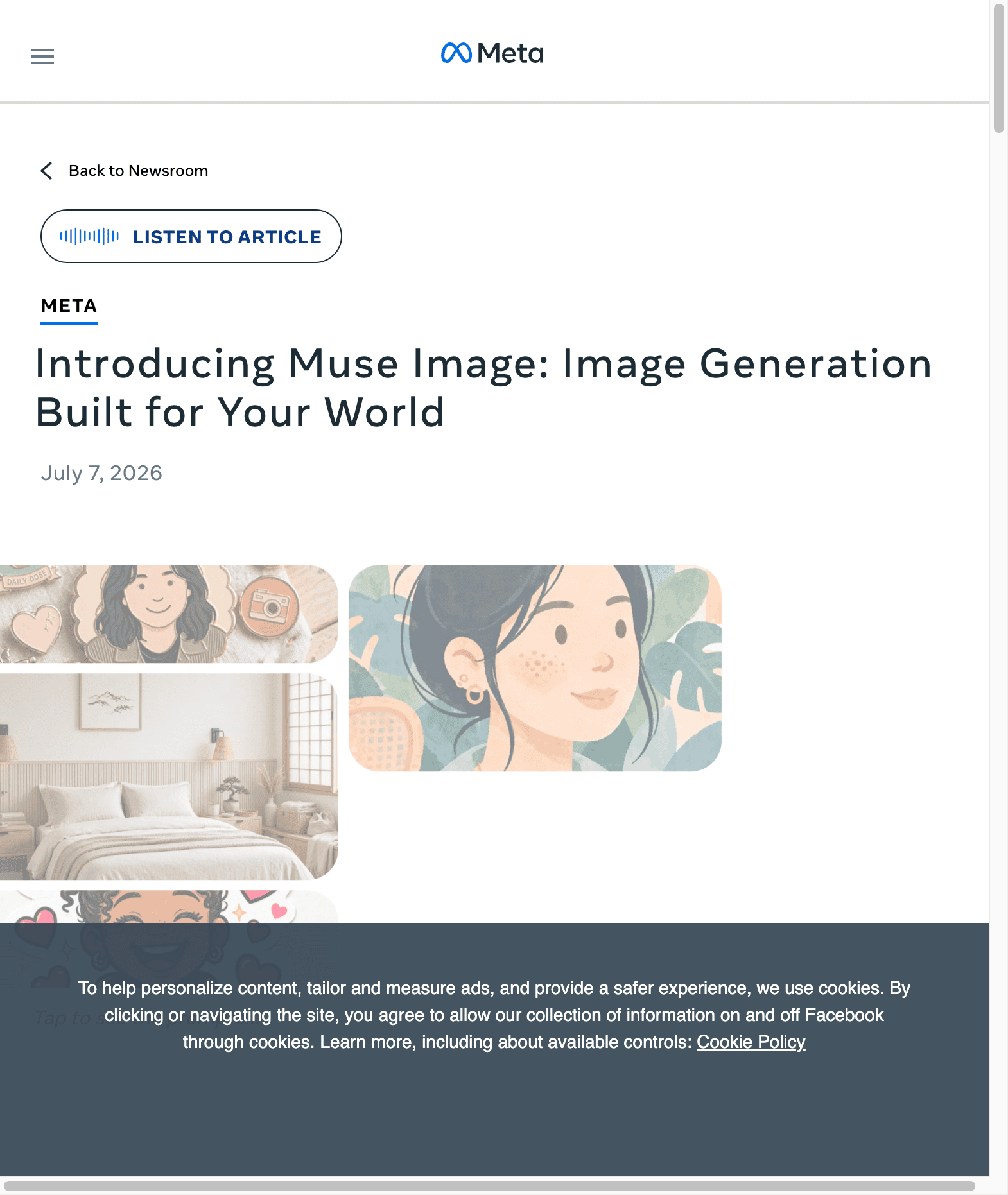 Ảnh chụp bài công bố Muse Image trên Meta