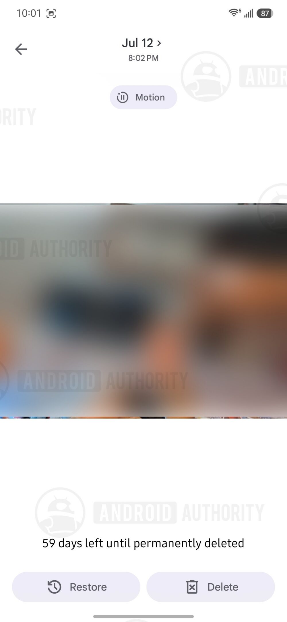 Màn hình Google Photos cho biết số ngày còn lại trước khi ảnh bị xóa vĩnh viễn