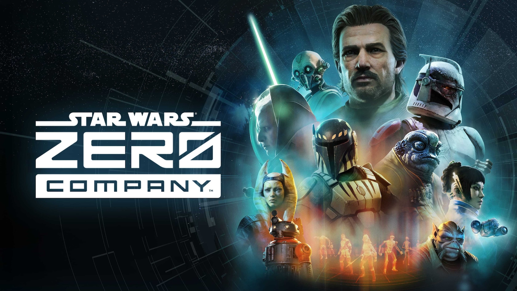 Key art Star Wars Zero Company với đội đặc vụ trong bối cảnh Clone Wars.