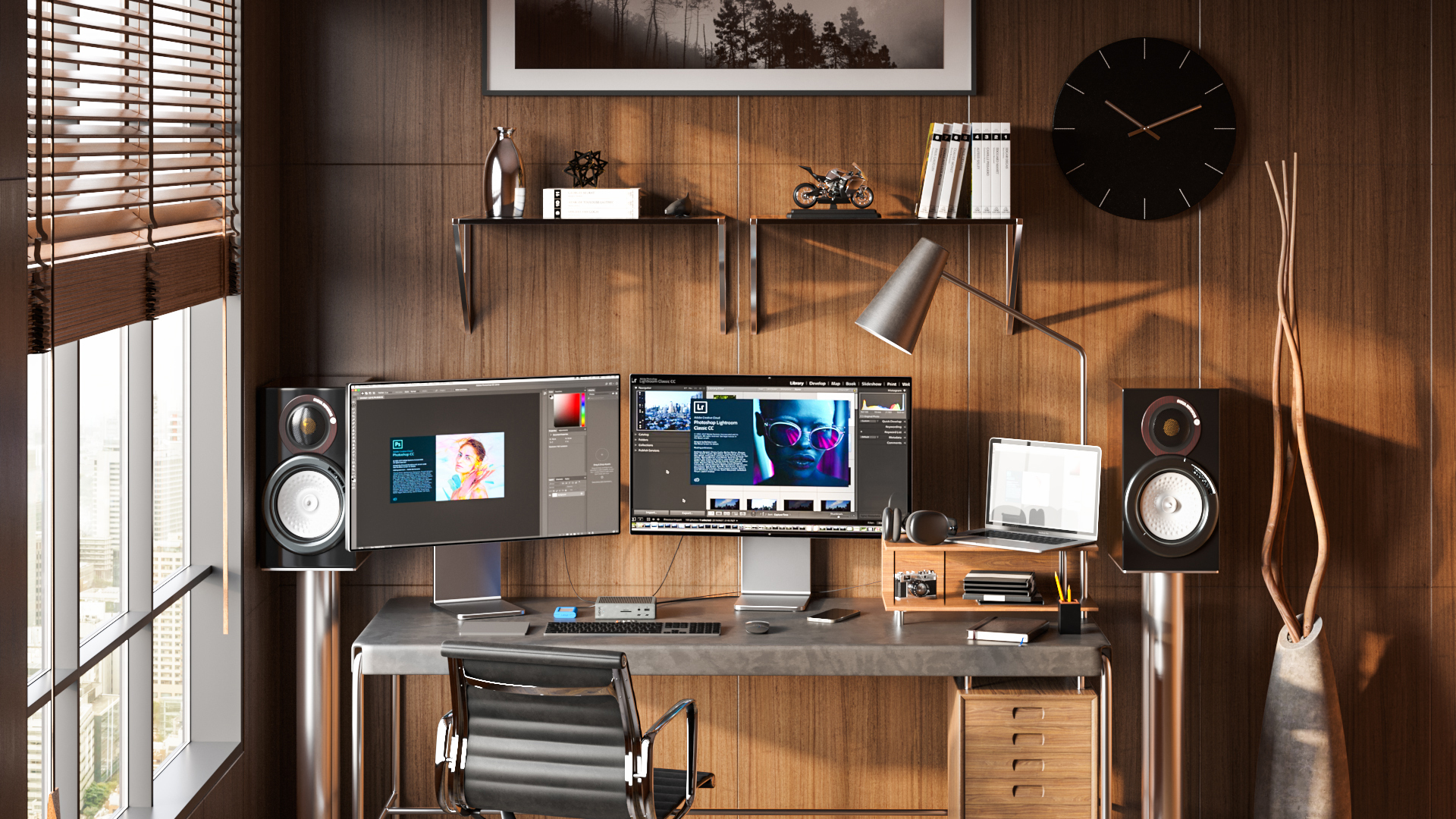 Hub/dock USB-C trong một bộ desk setup nhiều thiết bị; minh họa nhu cầu gom kết nối cho laptop. Ảnh: CalDigit