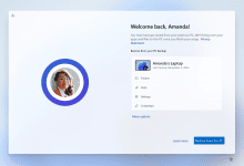Ảnh chụp từ Microsoft Support minh họa màn hình khôi phục Windows Backup trên Windows 11.