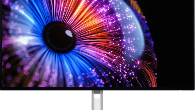 Góc nhìn mặt trước của Dell UltraSharp U2724DE; hình minh họa cho tỷ lệ 16:9 và không gian làm việc trên màn hình QHD. Ảnh: Dell