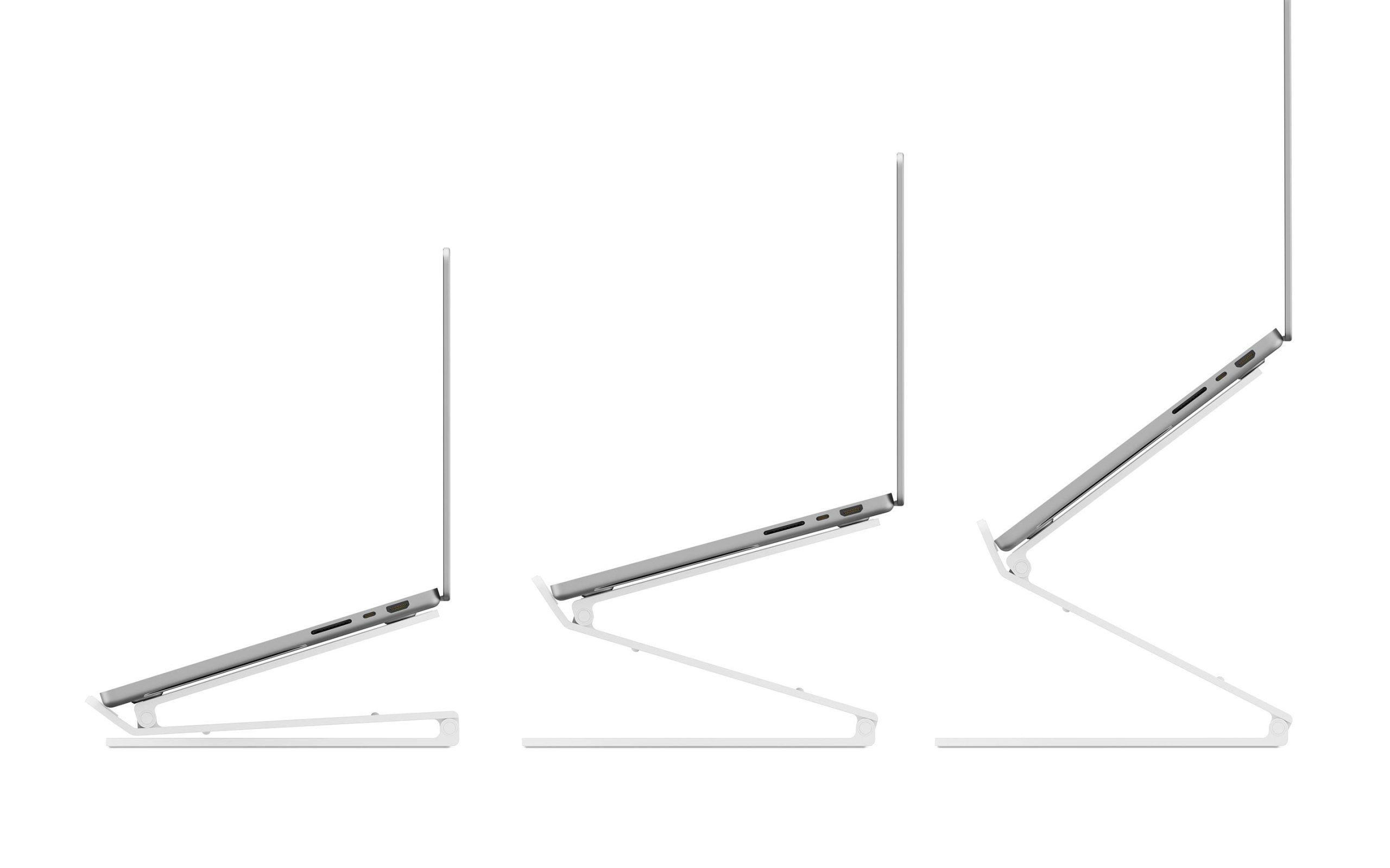 Twelve South Curve Flex ở tư thế nâng cao, minh họa khả năng đặt laptop gần ngang tầm với màn hình rời. Ảnh: Twelve South