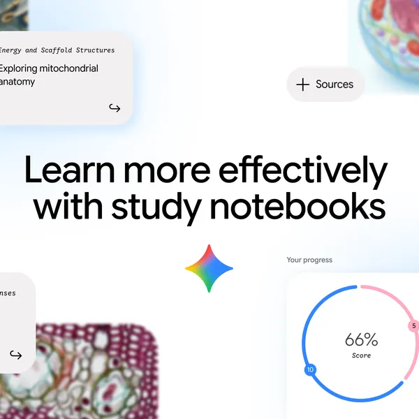 Ảnh: Google Blog - Gemini Notebook tiếp tục là nơi hợp để gom tài liệu học tập và nghiên cứu dài hơi.