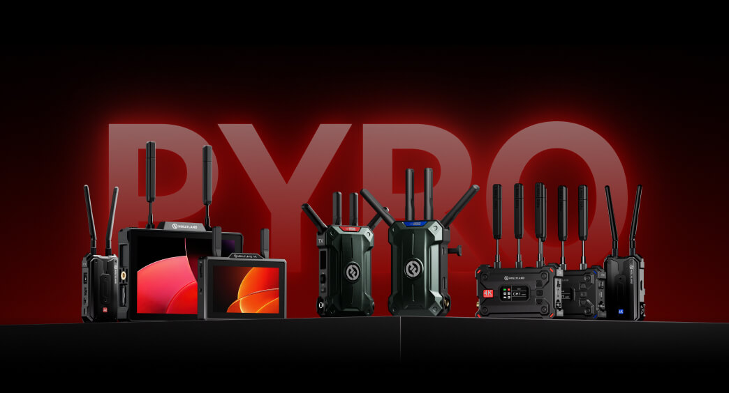 Hollyland Pyro Ultra trong bối cảnh sản xuất video.