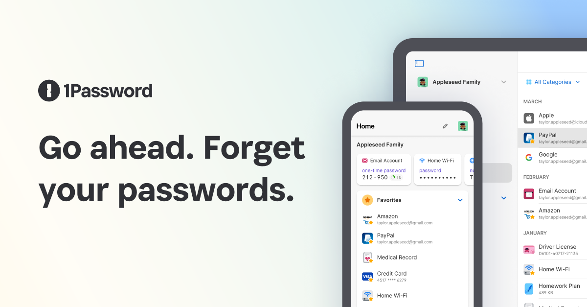 Ảnh minh họa về bộ giấy tờ cứu hộ cho tài khoản và password manager. Ảnh: 1Password