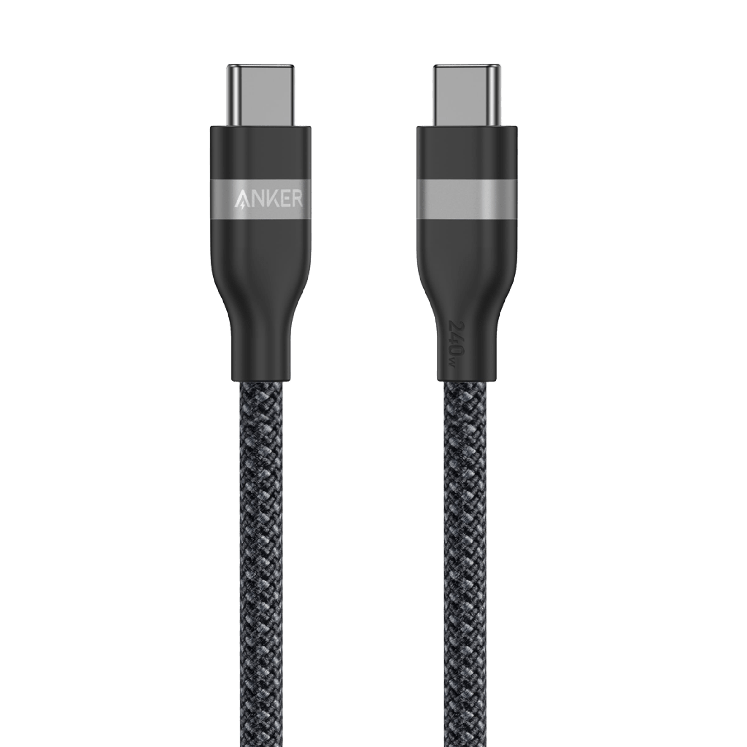 Cáp Anker USB-C 240W dạng bện, minh họa tiêu chí độ linh hoạt và độ dài khi mang theo hàng ngày. Ảnh: Anker
