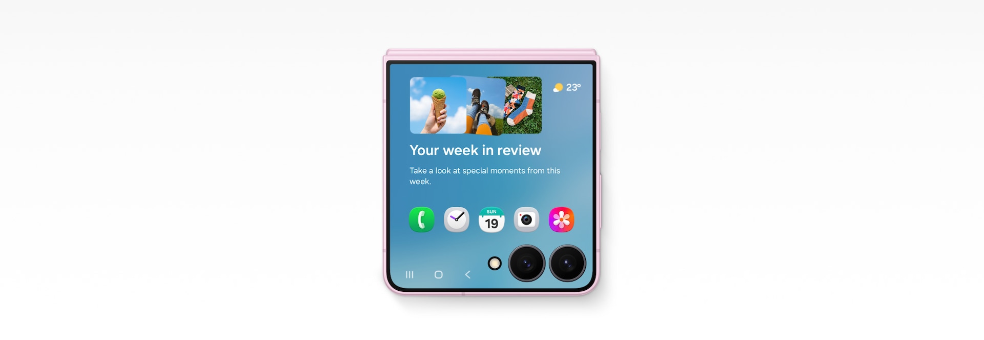 Now Brief và các tiện ích AI trên FlexWindow của Galaxy Z Flip8. Ảnh: Samsung Việt Nam