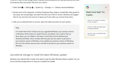Trang hỗ trợ Microsoft minh họa Storage Sense trong Windows 11