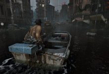 Nhân vật di chuyển bằng thuyền qua thành phố Arkham ngập nước trong The Sinking City 2. Ảnh: Frogwares/Steam