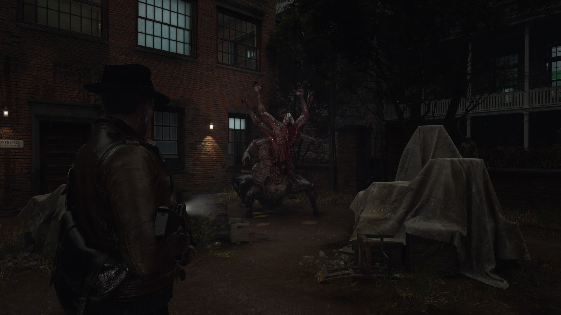 Cảnh đối đầu sinh vật kinh dị trong The Sinking City 2. Ảnh: Frogwares/Steam