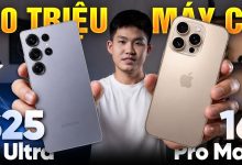 Hình ảnh minh họa hai mẫu điện thoại cao cấp trong video so sánh