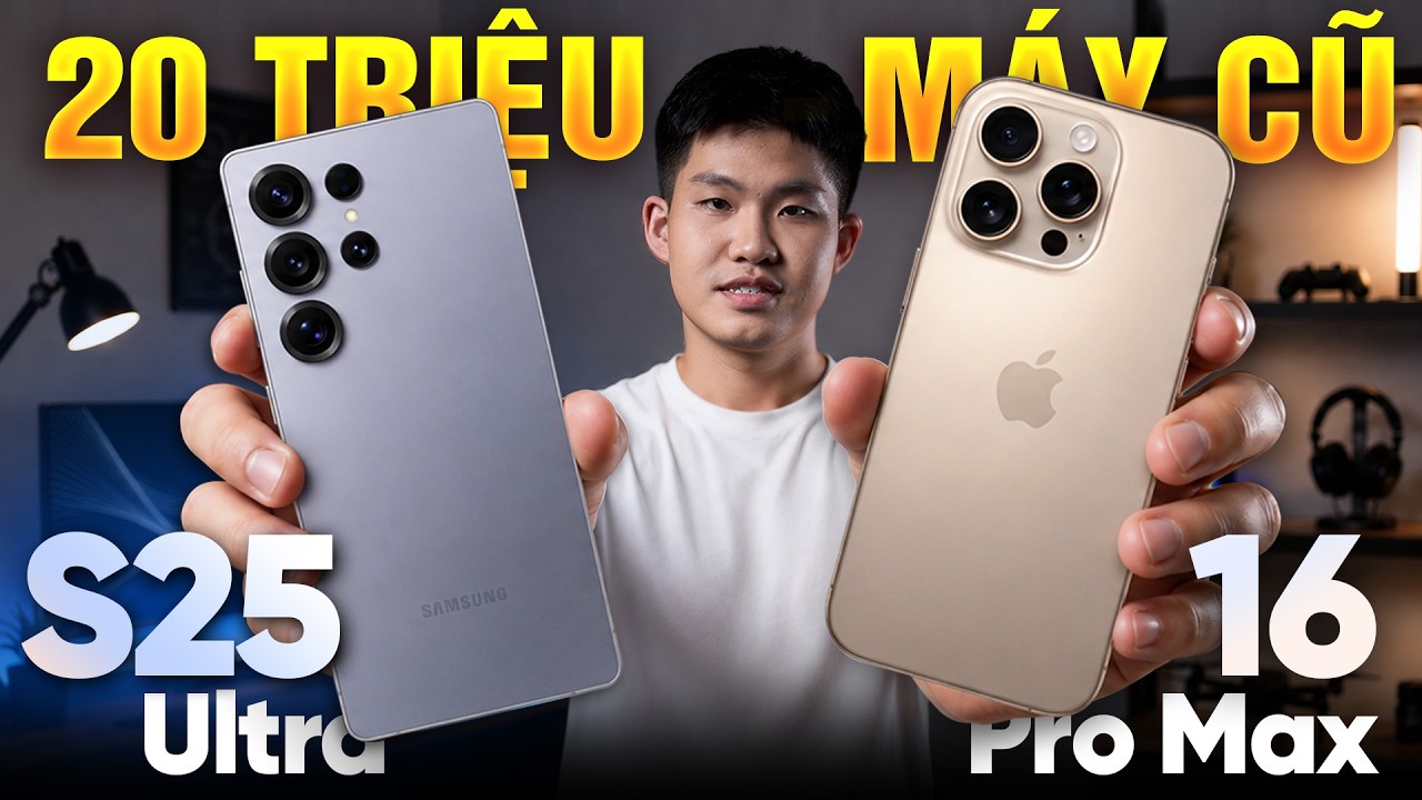 Hình ảnh minh họa hai mẫu điện thoại cao cấp trong video so sánh